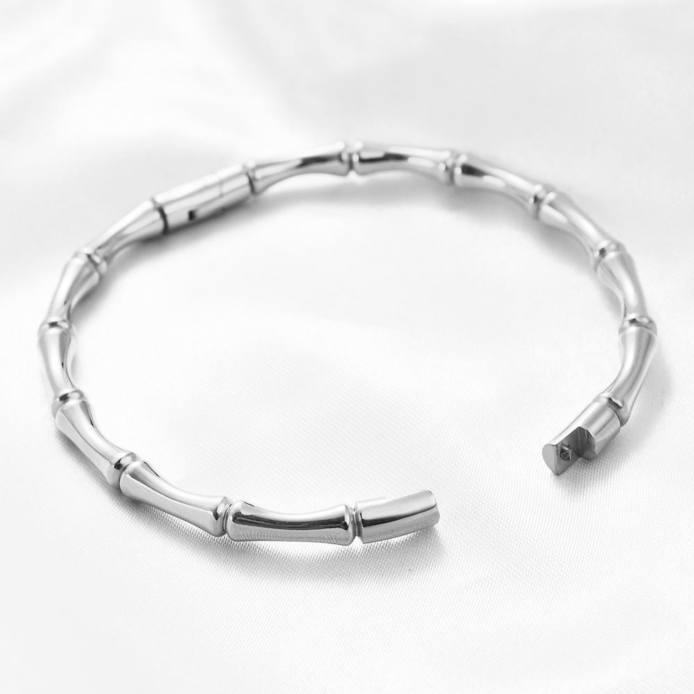 Wholesale Round Bamboo 5MM Stainless Steel Magnetic Bracelet
